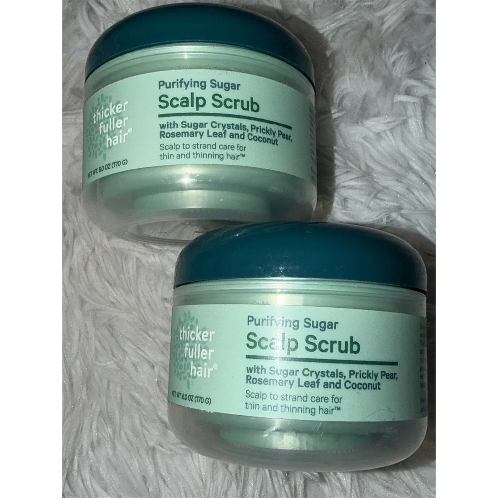 Thicker Fuller Hair Purifying Sugar Scalp Scrub 6oz Lot of 2 Vegan Rosemary